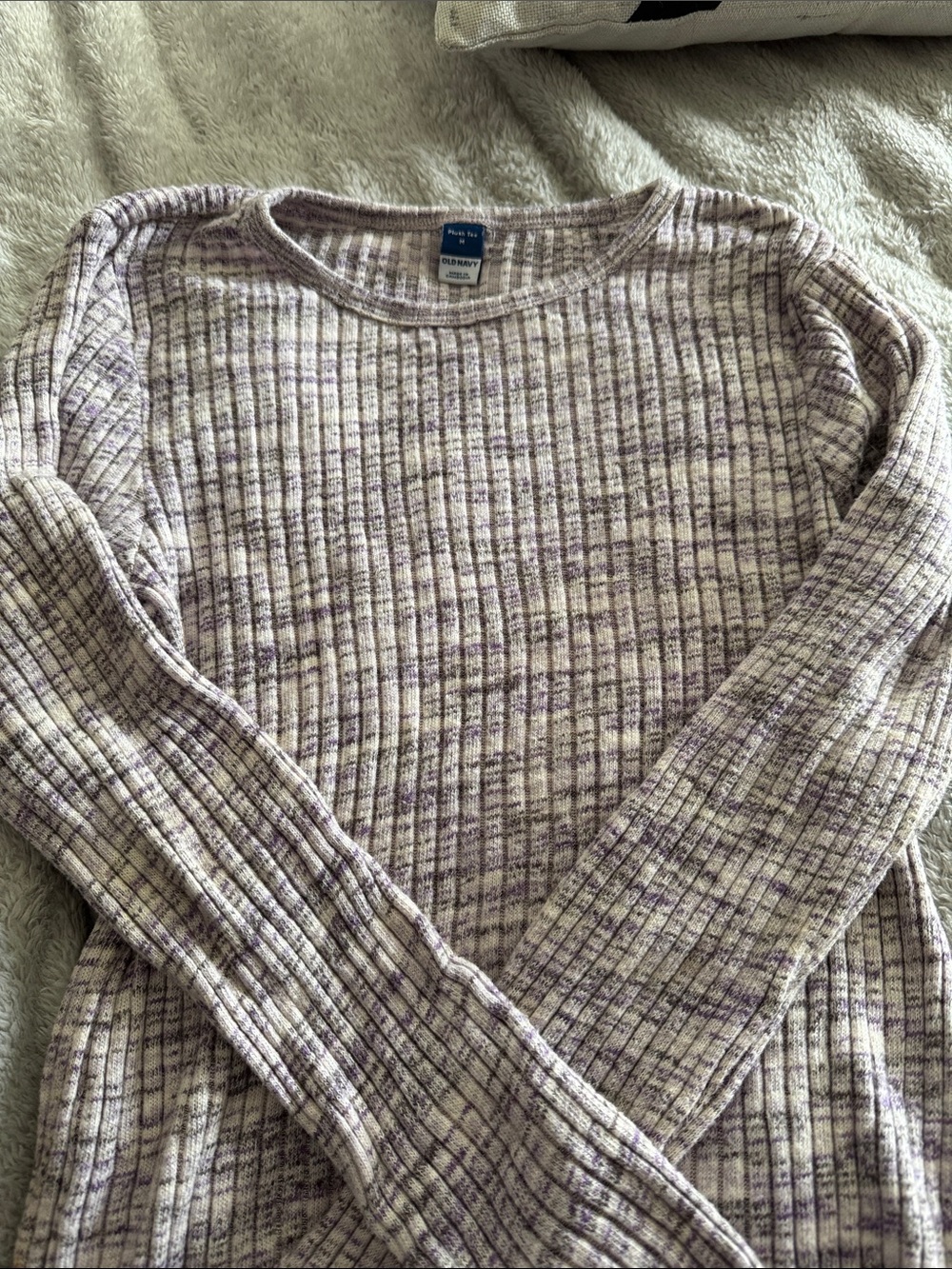Old Navy Lavender Heather Ribbed Crewneck Sweater